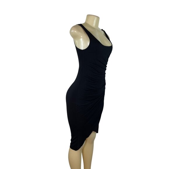 Black Abbelline Sleeveless Ruched Midi Dress For Women Szize S-New - Picture 2 of 9